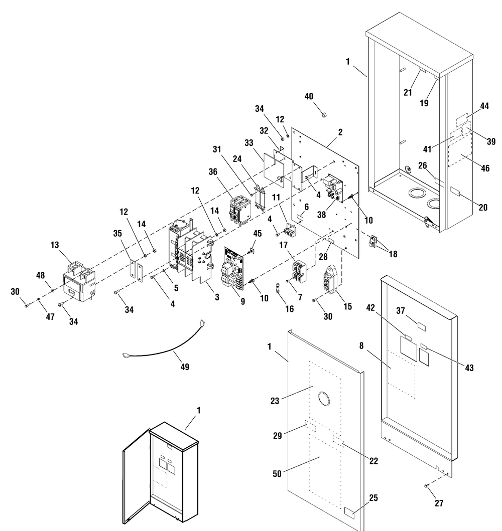 Transfer Switch - Hinged Enclosure Diagram and Parts List for 040378-00  Briggs and Stratton Generator